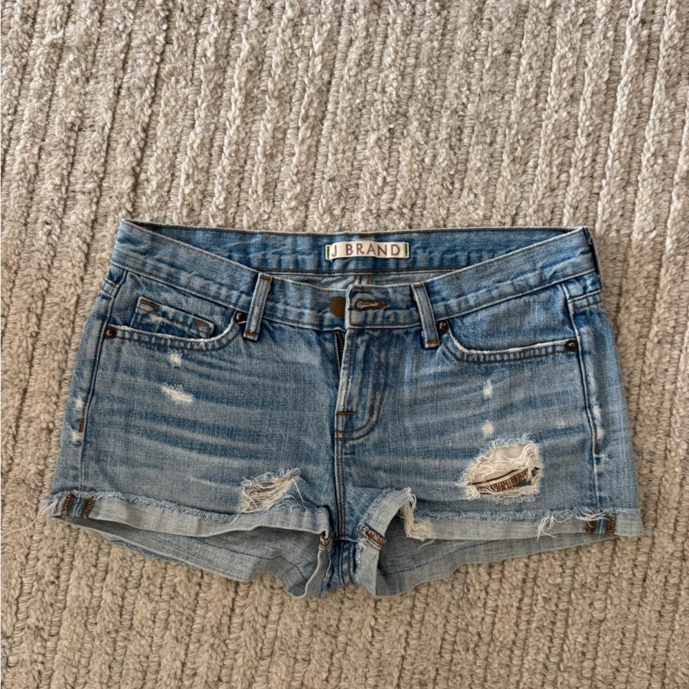 J Brand Blue Distressed Jean Shorts